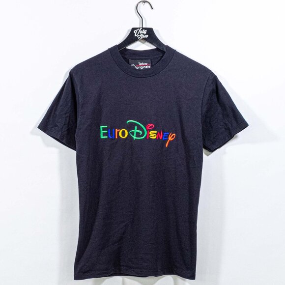 Euro Disney T-Shirt Embroidered Rainbow Logo Small VTG 90s Cartoon Movie - Picture 1 of 6